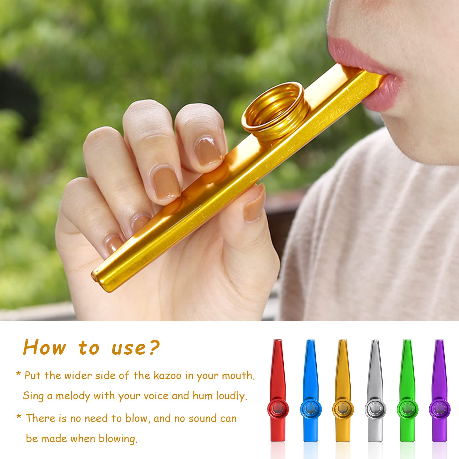 6 pieces of Kazoo with strap, with 12 pieces of Kazoo film, 6